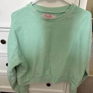Pink Lily Teal Acid Washed crop sweatshirt